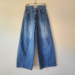 Lily Brown Raw Denim Wide Leg Jeans 0